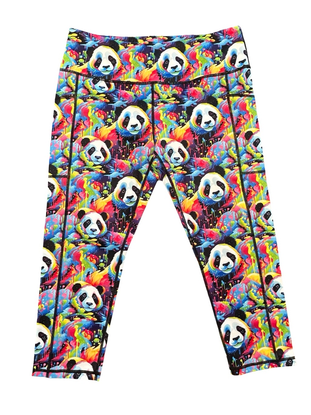 Constantly Varied Gear CVG panda Lisa Frank style rainbow neon drip leggings XL